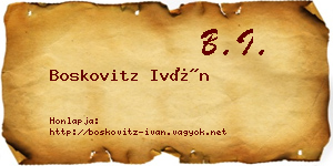 Boskovitz Iván névjegykártya